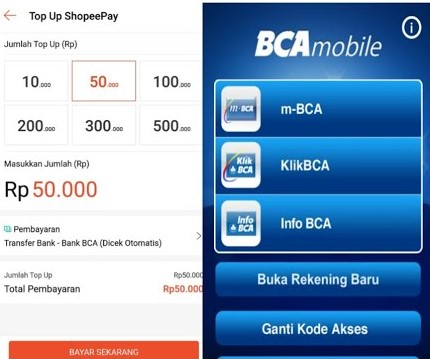 Cara Top Up Saldo ShopeePay dari Bank BCA Cara Top Up Saldo ShopeePay dari Bank BCA