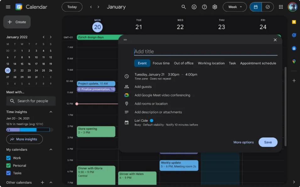 Google Kalender Kini Ada Mode Gelap Google Kalender versi web Kini Ada Mode Gelap